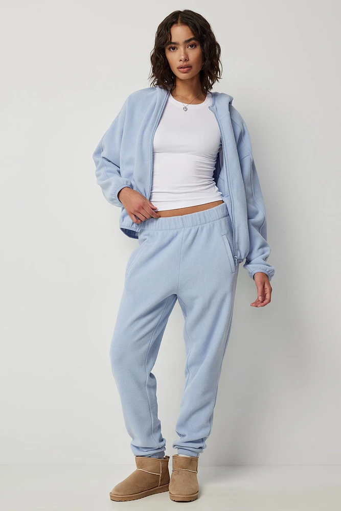 Ardene Slouchy Fleece Sweatpants in Light Blue | Size | 100% Recycled Polyester | Eco-Conscious