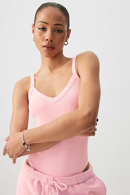 Ardene Seamless V-Neck Bodysuit in Petal Pink | Size | Polyester/Nylon/Elastane | Eco-Conscious