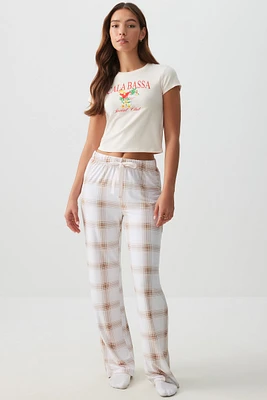 Ardene Super Soft Flare PJ Pants in Beige | Size | Polyester/Elastane | Eco-Conscious
