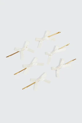 Ardene 6-Pack Bow Hair Pins in White