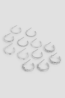 Ardene 6-Pack of Assorted Mini Hoops in Silver | Stainless Steel