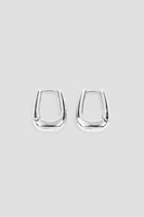 Ardene Silver Tone Rectangular Hoop Earrings | Stainless Steel