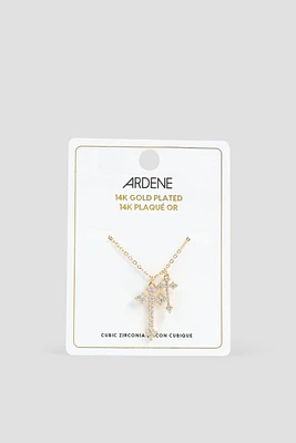 Ardene 14K Gold Plated Double Cross Necklace