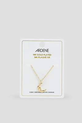 Ardene 14K Gold Plated Moon Necklace