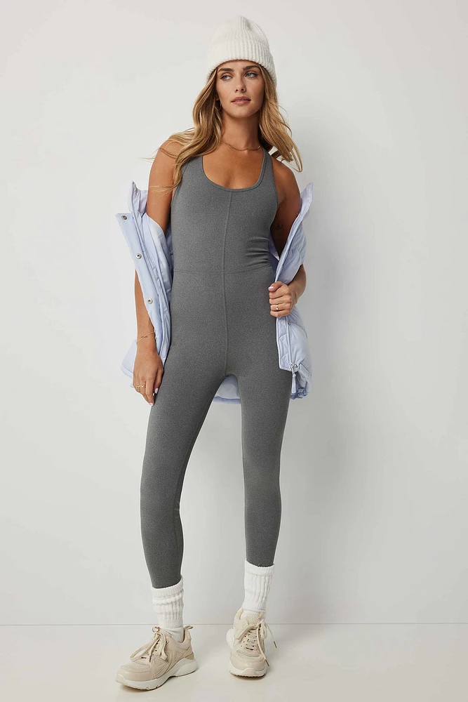 Ardene Criss Cross Back Fitted Jumpsuit in Dark Grey | Size | Polyester/Spandex | Eco-Conscious