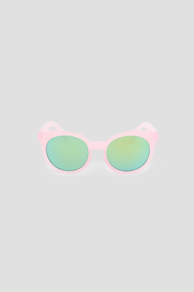 Ardene Kids Light Pink Retro Round Sunglasses