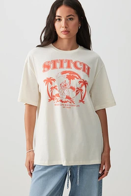 Ardene Oversized Stitch T-Shirt in White | Size | 100% Cotton
