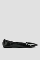 Ardene Pointy Toe Ballet Flats in Black | Size | Faux Leather