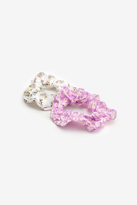 Ardene 2-Pack of Floral Scrunchies | Polyester