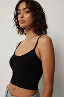 Ardene Lace Trim Tank Top in Black | Size | Nylon/Viscose