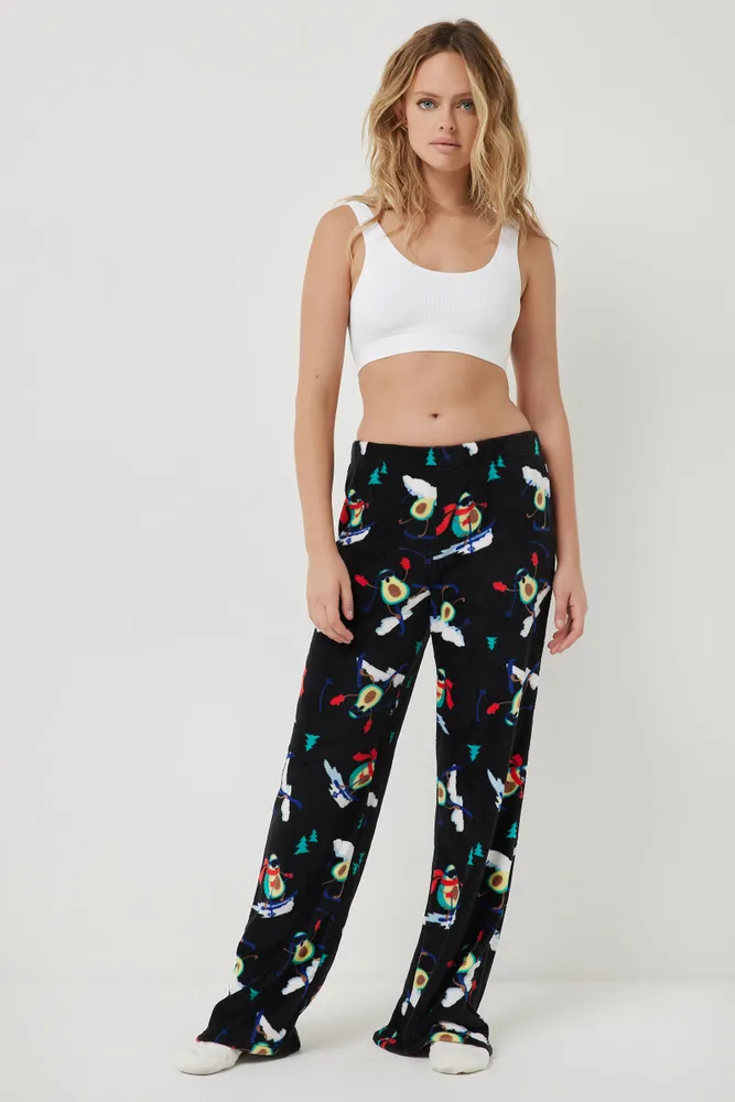 Ardene Printed Plush PJ Pants, Size, 100% Recycled Polyester, Eco-Conscious