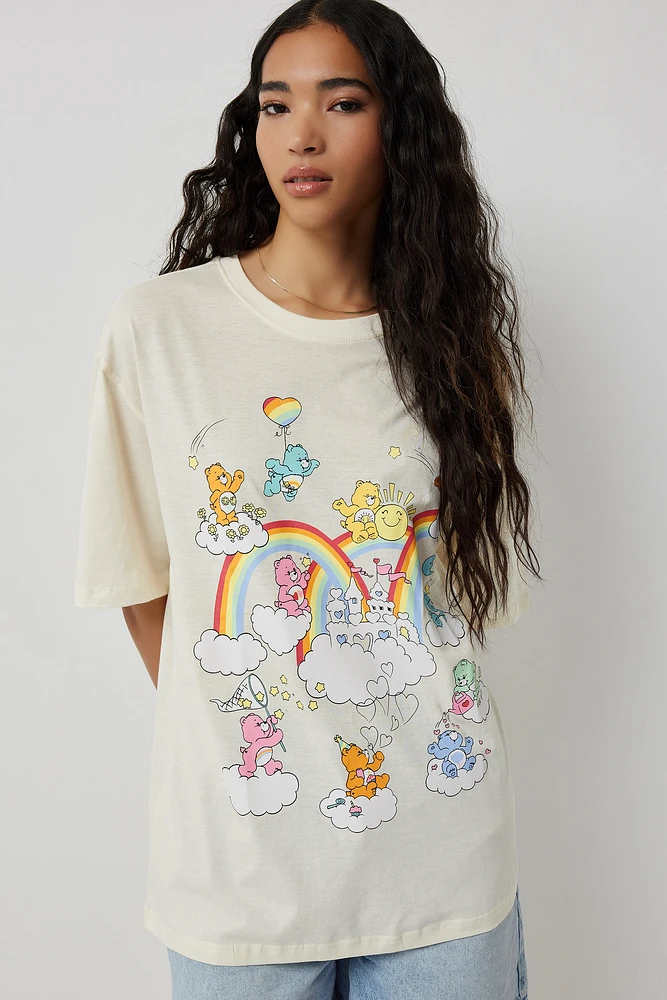 Ardene Oversized Care Bears T-Shirt in Beige | Size