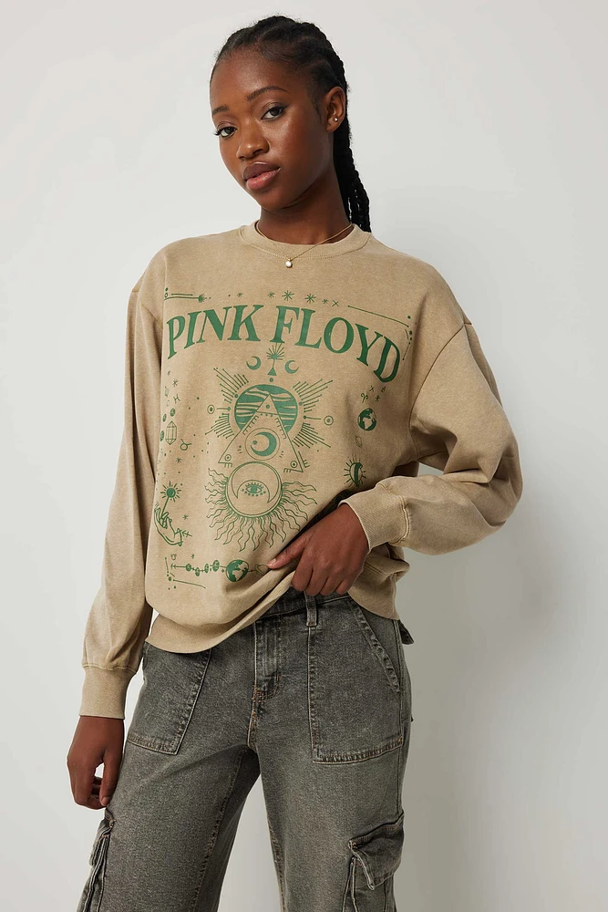 Ardene Pink Floyd Graphic Sweatshirt in Beige | Size | 100% Cotton