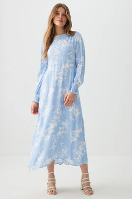 Ardene Long Sleeve Midi Dress in Light Blue | Size | 100% Viscose