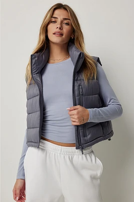 Ardene Short Puffer Vest in Medium Blue | Size | Polyester/Polyamide