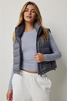 Ardene Short Puffer Vest in Medium Blue | Size | Polyester/Polyamide