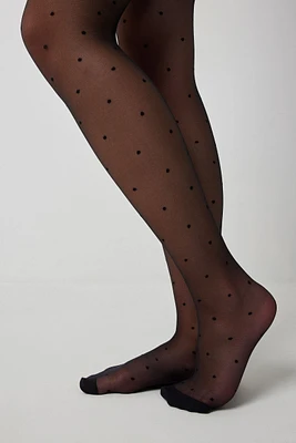 Ardene Sheer Polka Dot Tights in | Size | Nylon/Spandex