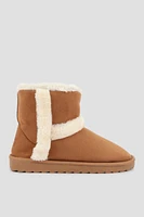 Ardene Faux Fur Trim Sheepskin Boots in Cognac | Size | Microfiber | Eco-Conscious