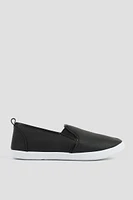 Ardene Textured Slip On Sneakers in Black | Size | Faux Leather | Eco-Conscious