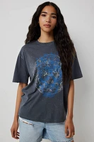 Ardene Embellished Oversized Graphic T-Shirt in Grey | Size Medium