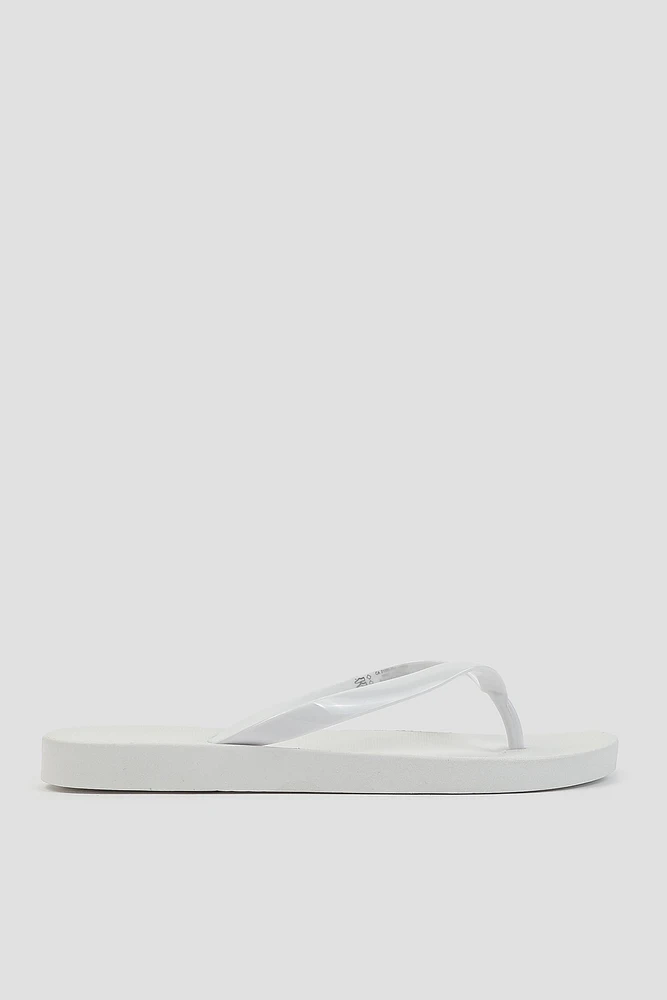 Ardene Jelly Strap Flip-Flops Sandals in White | Size 9