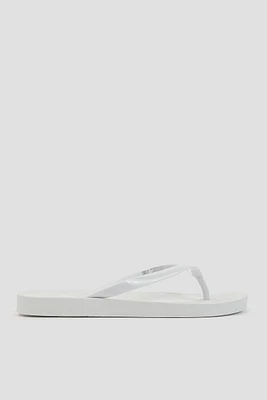 Ardene Jelly Strap Flip-Flops Sandals in White | Size 9