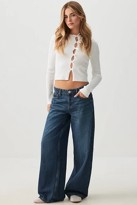 Ardene Low Rise Wide Leg Jeans in | Size | 100% Cotton