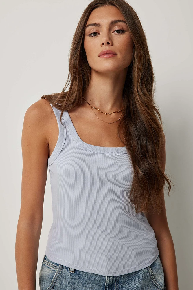 Ardene Basic Scoop Neck Tank in Light | Size | Cotton/Elastane | Eco-Conscious