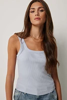 Ardene Basic Scoop Neck Tank in Light Blue | Size | Cotton/Elastane | Eco-Conscious