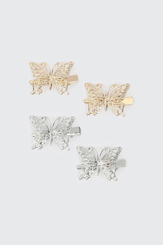 Ardene 4-Pack Openwork Butterfly Hair Clips