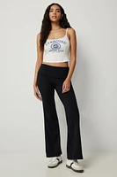 Ardene Foldover Flare Leg Pants in | Size | Polyester/Cotton/Elastane