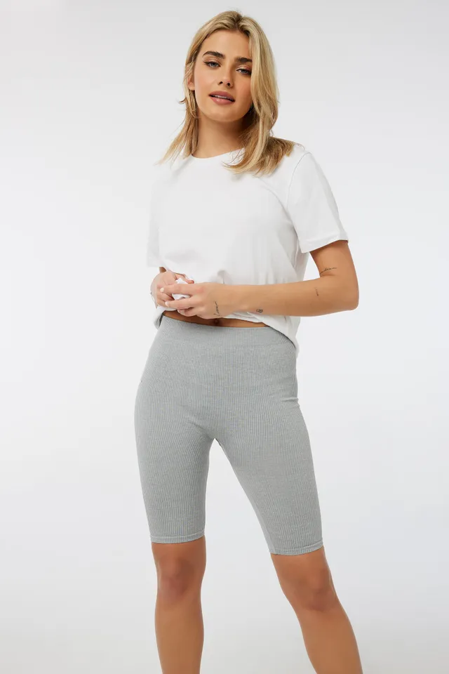 Ardene Basic Seamless Ribbed Biker Shorts in, Size, Nylon/Spandex