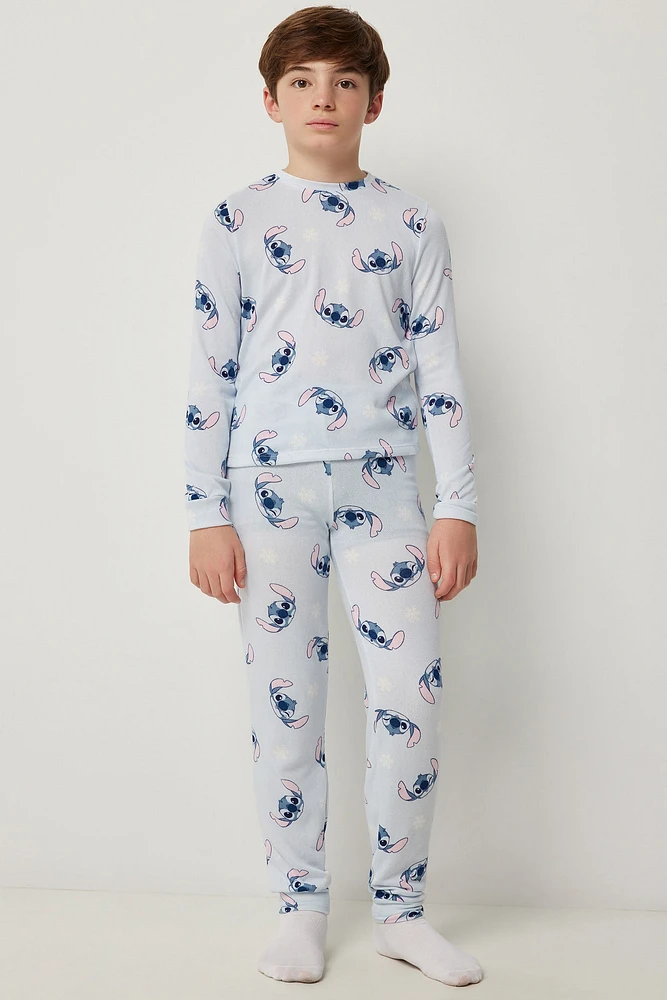 Ardene Kids Stitch PJ Set in Light Blue | Size | Polyester