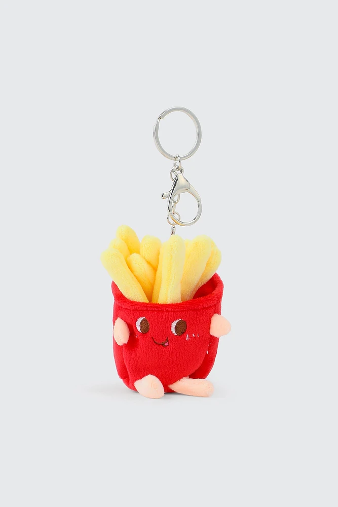 Ardene Plush French Fries Keychain in Red