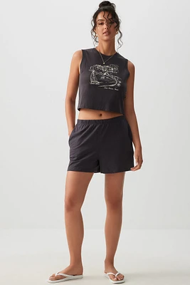 Ardene Slub Jersey Shorts in Dark Grey | Size | Polyester/Elastane