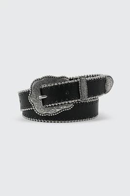 Ardene Western Belt in Black | Size | Faux Leather