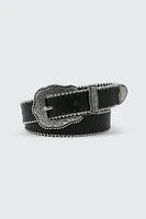Ardene Western Belt in Black | Size | Faux Leather