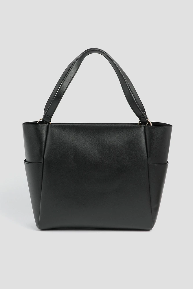 Ardene Faux Leather Tote Bag in Black