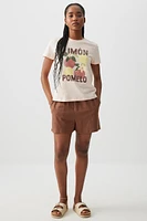 Ardene Slub Jersey Shorts in Brown | Size | Polyester/Elastane