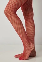 Ardene Medium Hole Fishnet Tights in Red