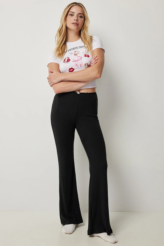 Ardene Flare Leg PJ Pants in | Size | Polyester/Elastane | Eco-Conscious