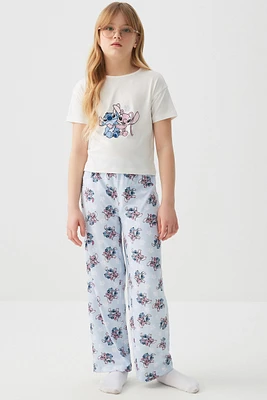 Ardene Kids Stitch PJ Pant Set in Light Blue | Size | Polyester/Spandex