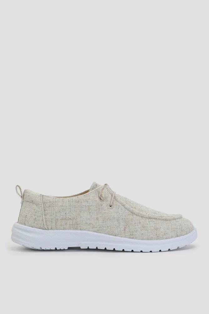 Ardene Canvas Boat Shoes in Beige | Size