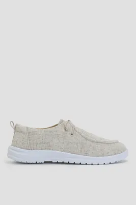 Ardene Canvas Boat Shoes in Beige | Size