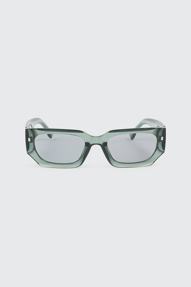 Ardene Rectangular Sunglasses in Medium Green