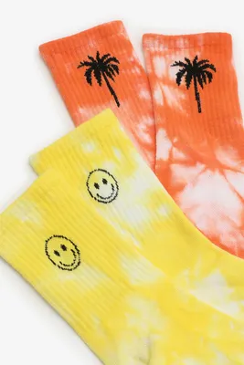Ardene 2-Pack of Tie-Dye Demi-Crew Socks | Polyester/Spandex/Cotton