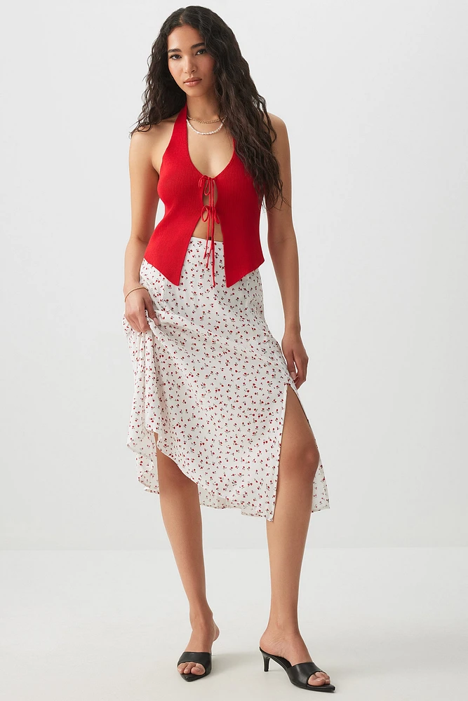 Ardene Flowy Midi Skirt with Slit in | Size | 100% Viscose