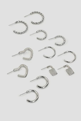 Ardene 6-Pack Assorted Hoops in Silver | Stainless Steel