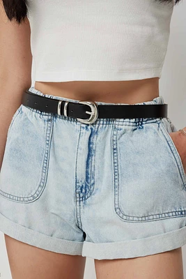 Ardene Faux Leather Buckle Belt in Black | Size