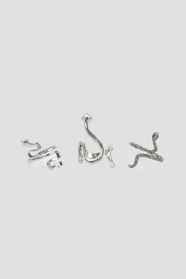 Ardene 3-Pack Snake Rings in Silver | Size Small